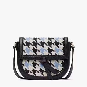 Knott Houndstooth Medium Saddle Crossbody